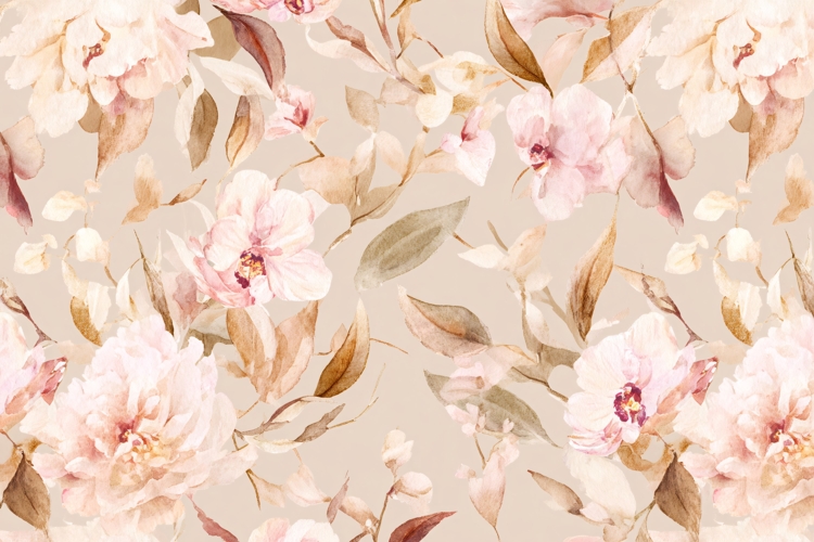 Pink Cherry Blossom Floral Background with Gold