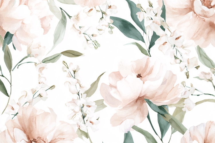 Soft Beige Watercolor Dried Floral Background
