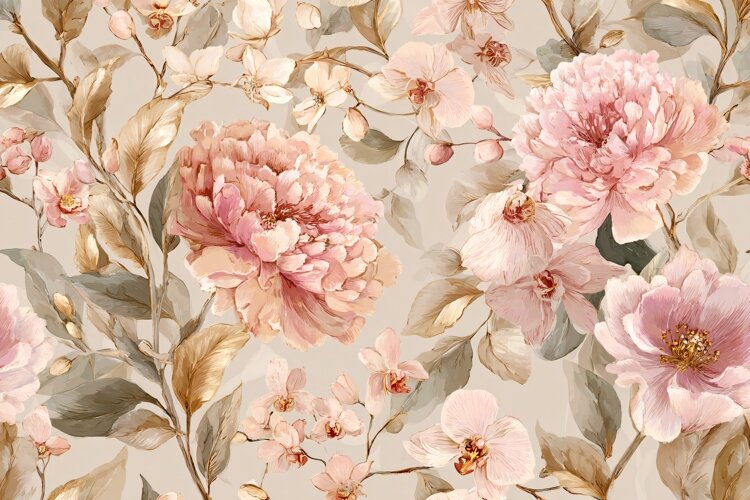 Watercolor White & Beige Floral Corner Frame example image 1