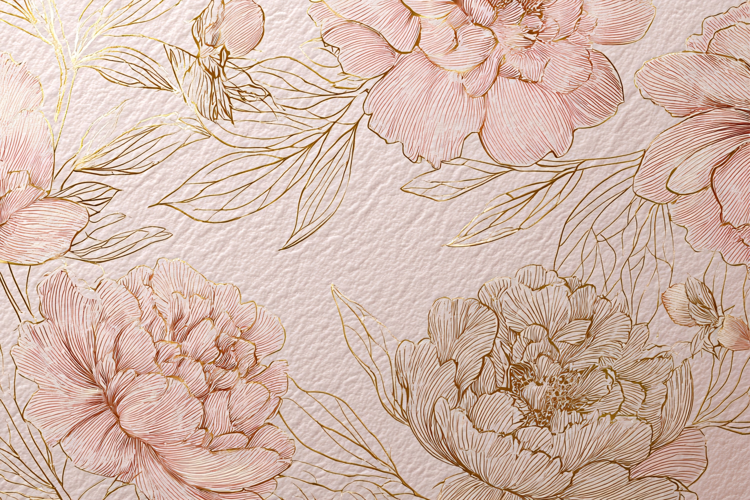Blush Pink Peony Watercolor Pattern with Green Leaves