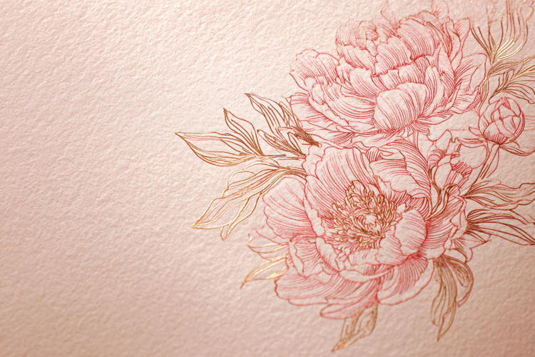 Elegant Peony Line Art on Textured Paper