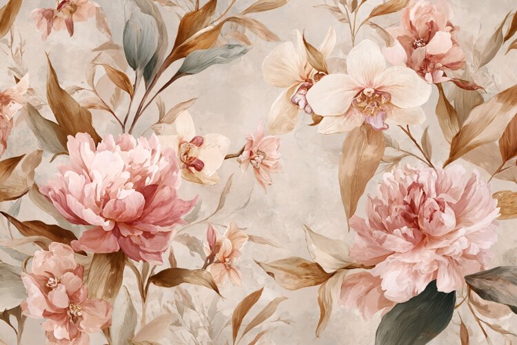 Elegant Peach & White Watercolor Floral Arrangement example image 1