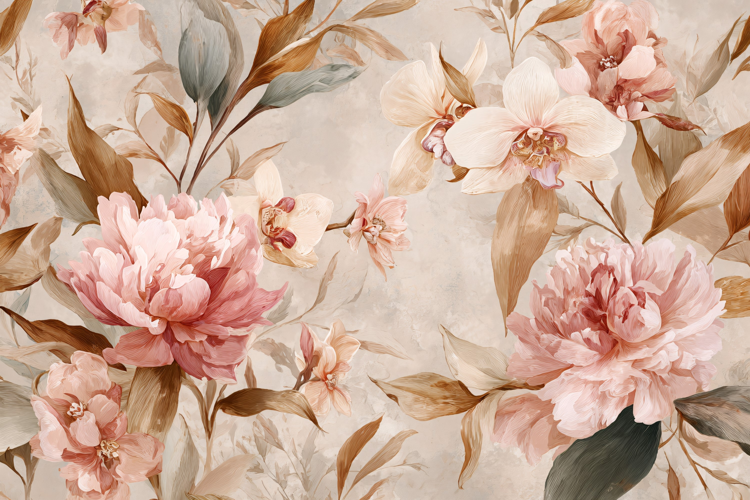 Elegant Peach & White Watercolor Floral Arrangement