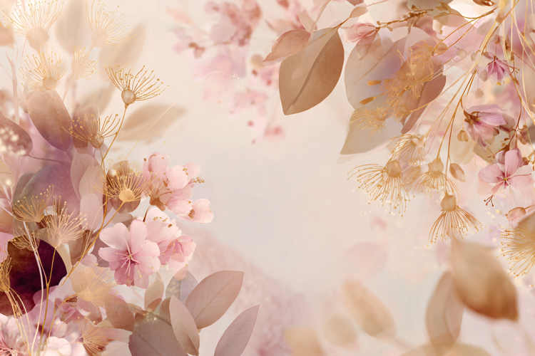 Soft Pink Watercolor Floral Pattern on Beige