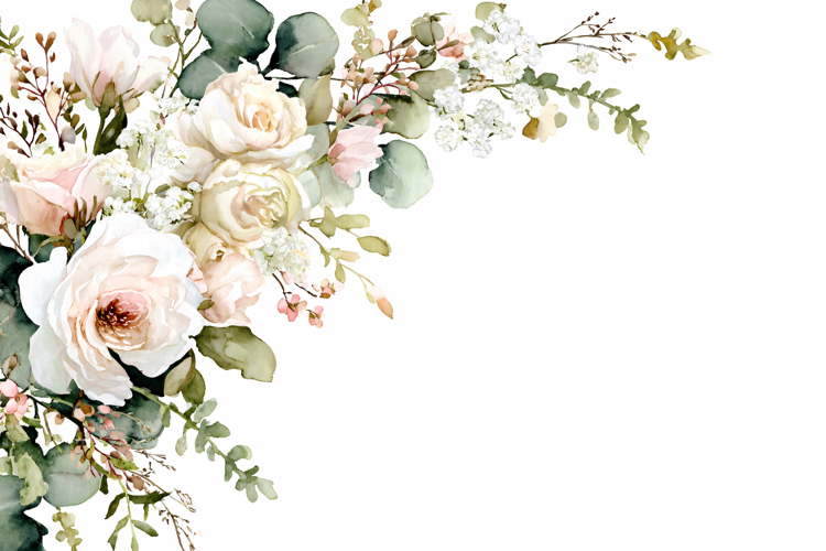 Pink Cherry Blossom Watercolor Floral Background