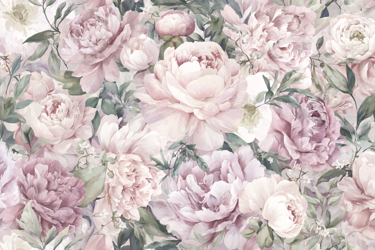 Pink Cherry Blossom Vintage Botanical Pattern