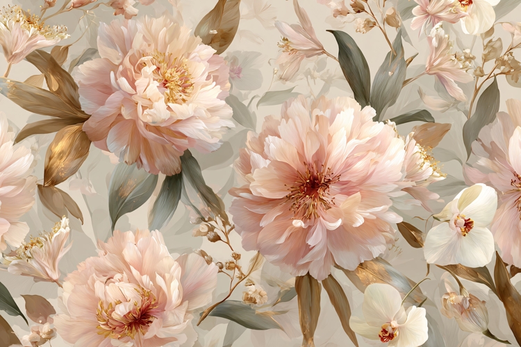 White & Beige Watercolor Floral Bouquet Background