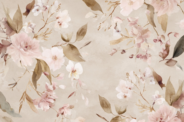 Peach & White Watercolor Rose Floral Border