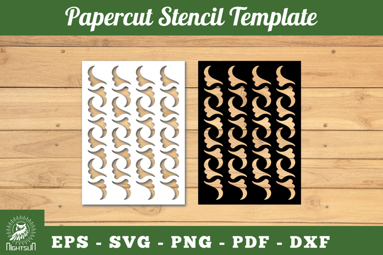 Floral Pattern Papercut Stencil SVG example image 1