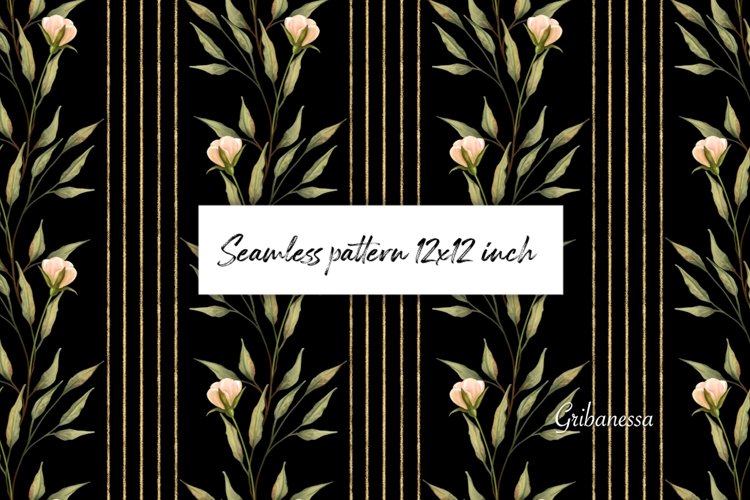 Floral pattern with gold | Flowers digital paper example image 1