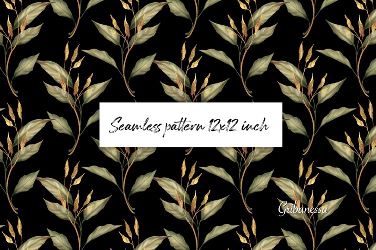 Floral pattern with gold | Leaves digital paper 2