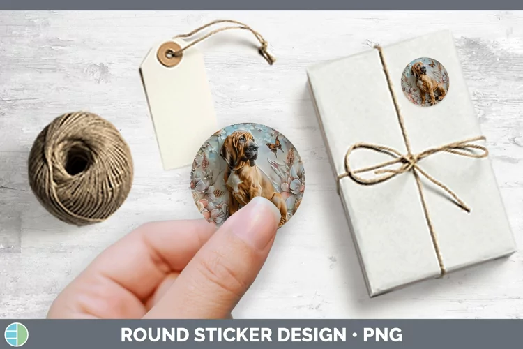 Floral Pearl Dog Bloodhound Stickers | Round Labels Designs