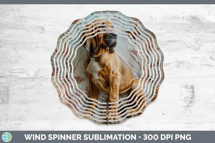 Floral Pearl Dog Bloodhound Wind Spinner Sublimation Spinner