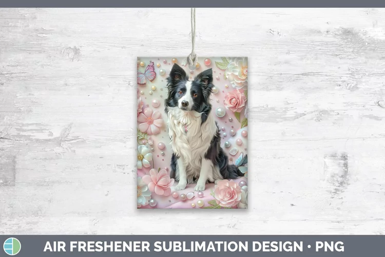 Floral Pearl Dog Border Collie Air Freshener Sublimation Car