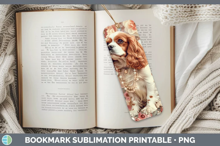 Floral Pearl Dog Cavalier King Charles Spaniel Bookmark Subl
