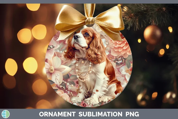 Floral Pearl Dog Cavalier King Charles Spaniel Ornament Subl
