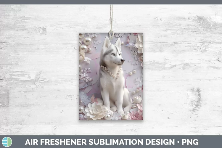 Floral Pearl Dog Husky Air Freshener Sublimation Car Freshen
