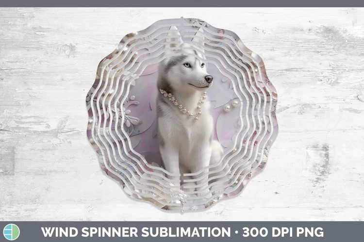 Floral Pearl Dog Husky Wind Spinner Sublimation Spinner Desi
