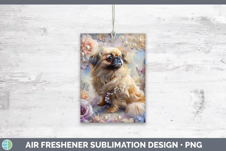 Floral Pearl Dog Pekingese Air Freshener Sublimation Car Fre
