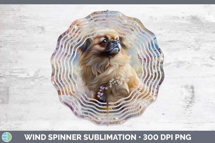 Floral Pearl Dog Pekingese Wind Spinner Sublimation Spinner