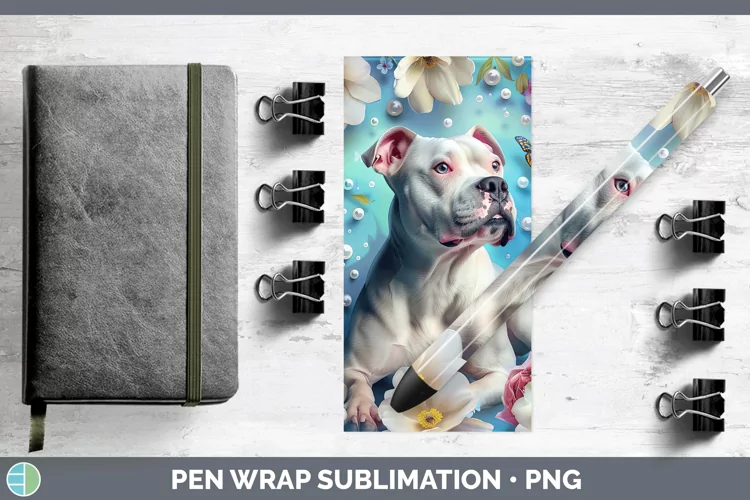 Floral Pearl Dog Pit Bull Pen Wrap Sublimation Pen Designs