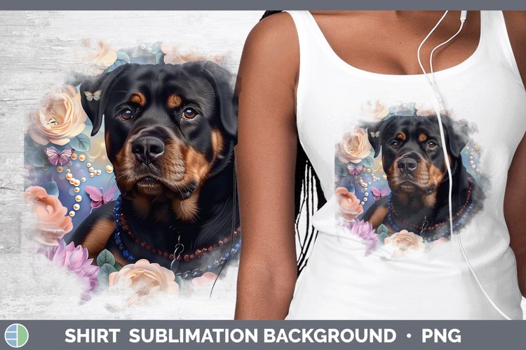 Floral Pearl Dog Rottweiler Shirt Sublimation Sublimation Ba