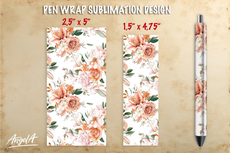 Summer flowers pen wrap sublimation, roses pen PNG