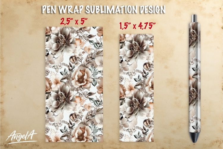 Summer floral pen wrap sublimation, roses pen PNG