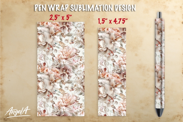 Summer flowers pen wrap sublimation, brown roses pen PNG