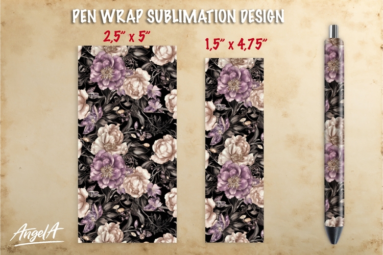 Summer flowers pen wrap sublimation, elegant floral pen PNG