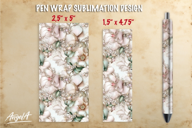 Bright flowers pen wrap sublimation, roses pen PNG
