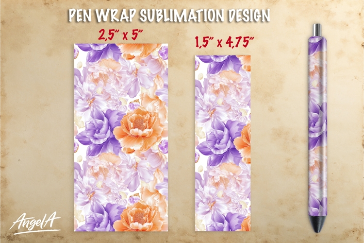 Bright flowers pen wrap sublimation, roses pen PNG