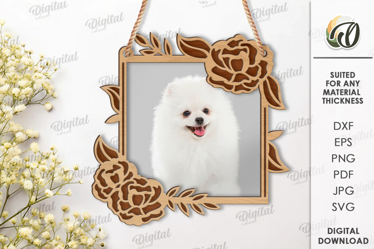 Floral Photo Frame Laser Cut. Home Decor SVG