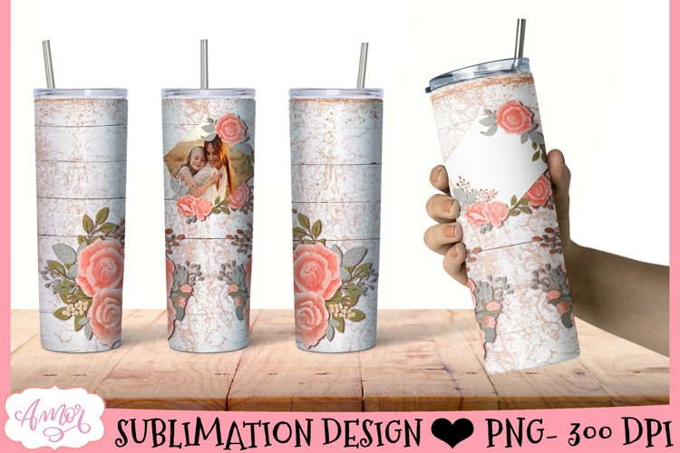 Floral picture tumbler wrap for sublimation