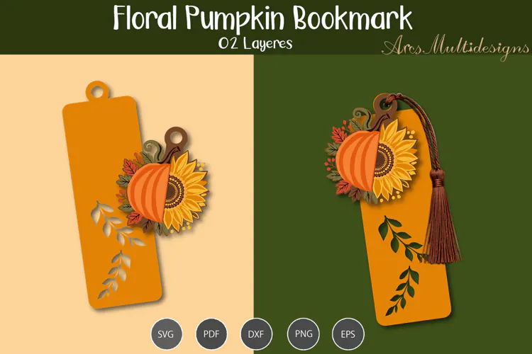 Floral pumpkin bookmark
