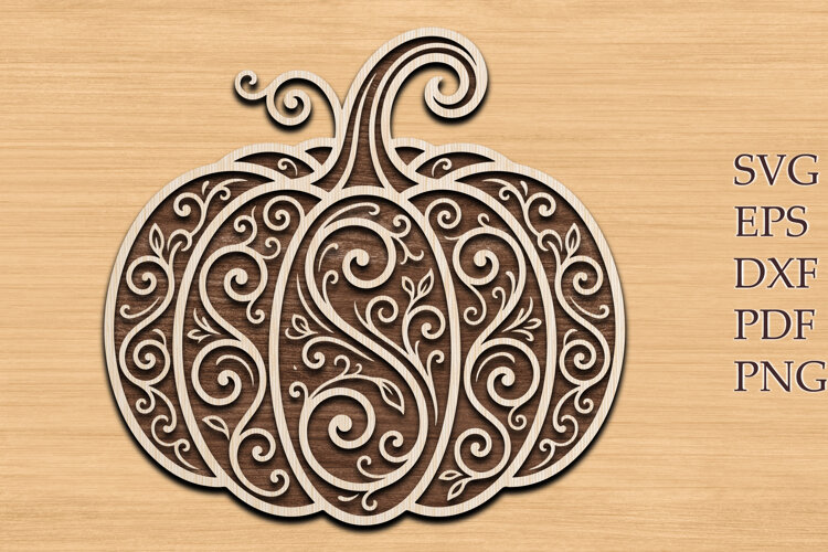 Floral Pumpkin Laser Cut SVG example image 1