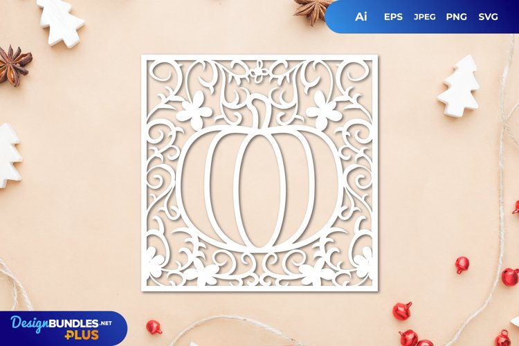 Floral Pumpkin Shape Frame Papercut example image 1