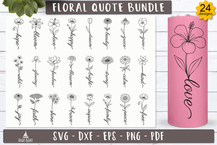 Floral Quote SVG Bundle Inspirational designs