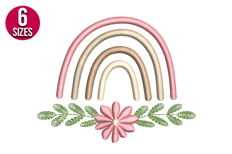 Floral Rainbow Machine Embroidery Design | Boho Floral