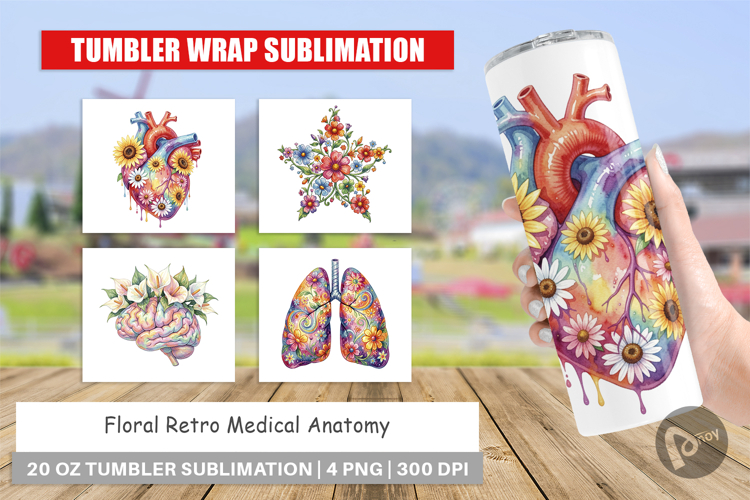 Floral Retro Medical Anatomy Tumbler
