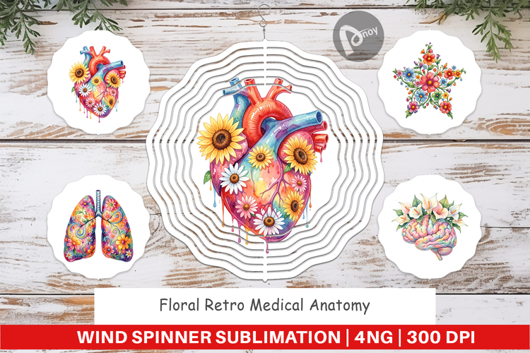 Floral Retro Medical Anatomy Wind Spinner