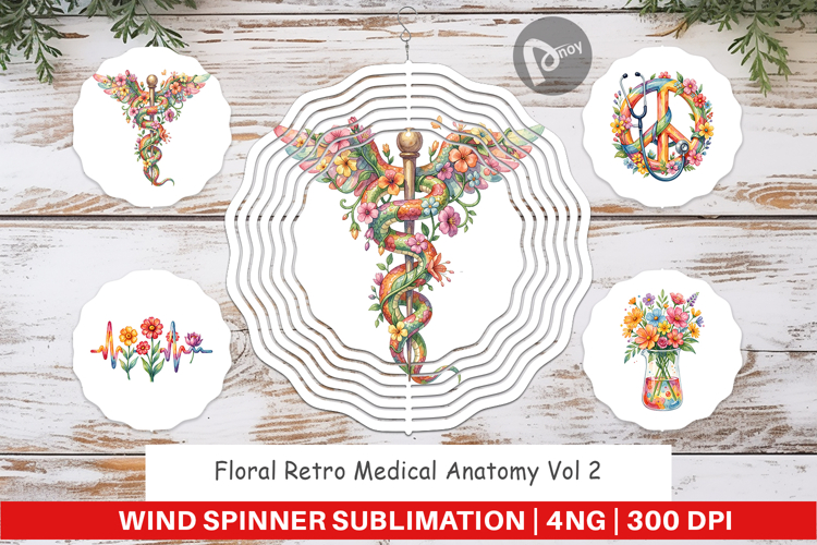 Floral Retro Medical Anatomy Wind Spinner