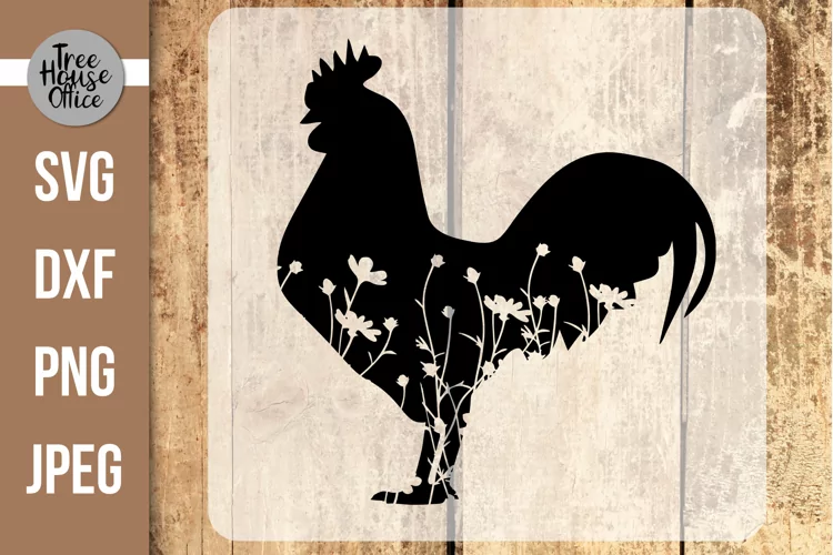 Floral Rooster SVG, Rooster with Flowers, Wildflower Rooster