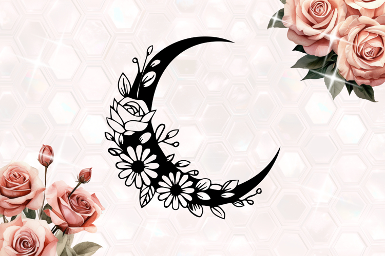 Floral Rose Moon SVG