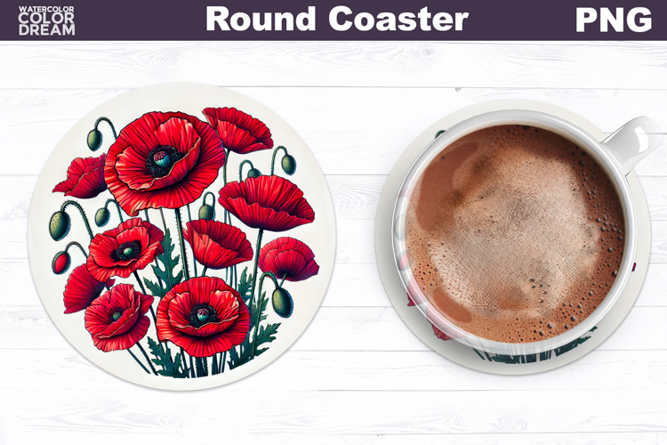 Wildflowers Round Coaster | Poppies Coaster