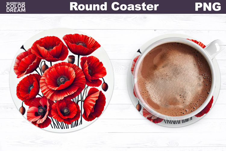 Wildflowers Round Coaster | Poppies Coaster