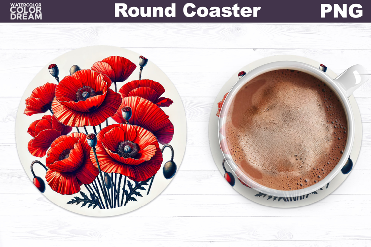 Wildflowers Round Coaster | Poppies Coaster