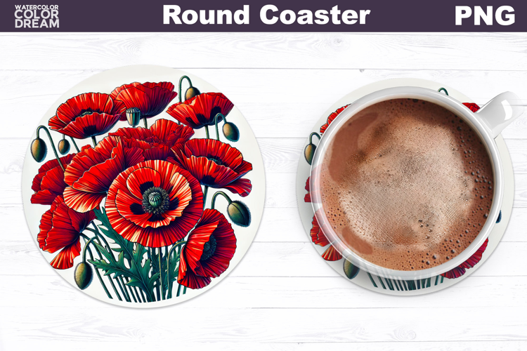 Wildflowers Round Coaster | Poppies Coaster