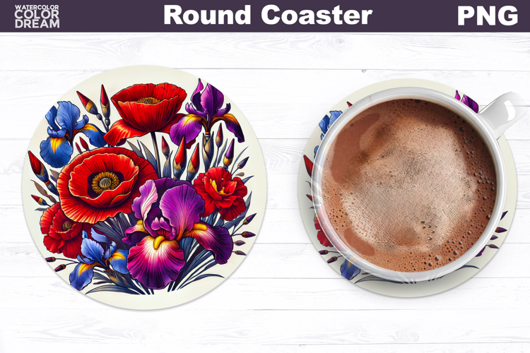 Wildflowers Round Coaster | Poppies Coaster