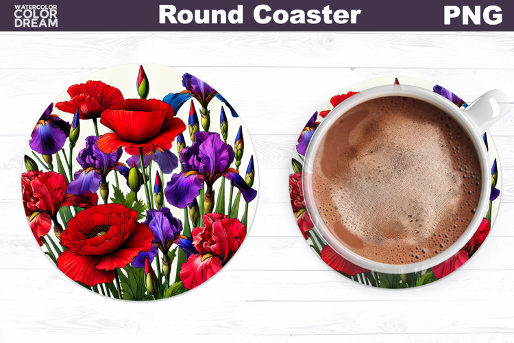 Wildflowers Round Coaster | Poppies Coaster